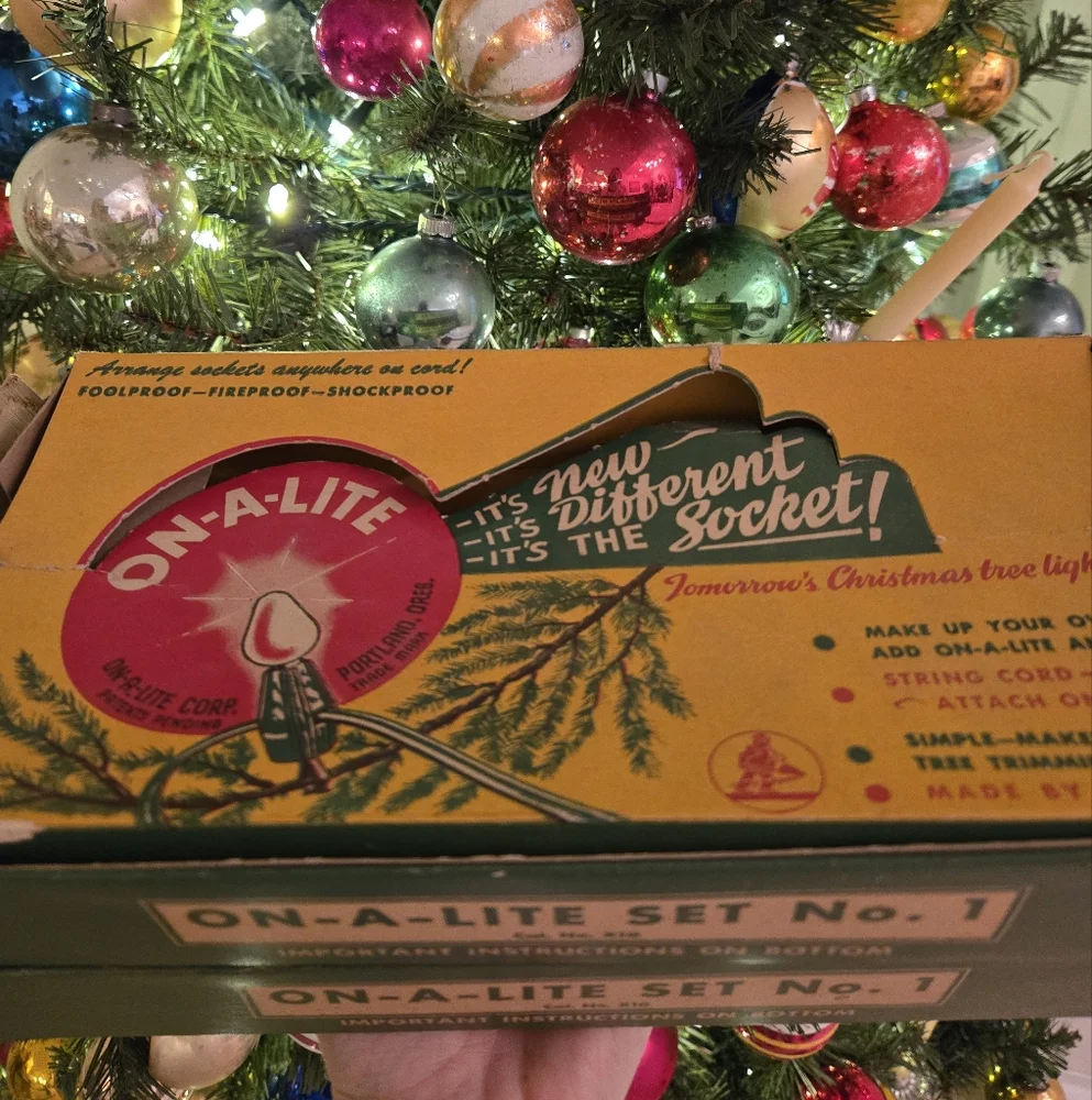 Set of 2 vintage On-a-Lite Christmas light boxes (boxes only, no lights)